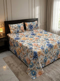 9D floral print micro cotton bedsheet set Design 04 with 2 pillow covers