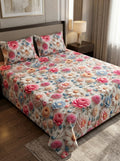 9D floral print micro cotton bedsheet set Design 07 with 2 pillow covers