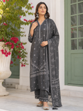 Dhanak embroidered 3-piece unstitched suit Design 11 worn by model
