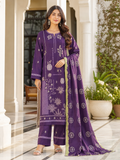 Dhanak embroidered 3-piece unstitched suit Design 12 worn by model