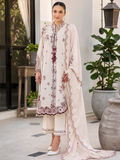 Dhanak embroidered 3-piece unstitched suit Design 16 worn by model