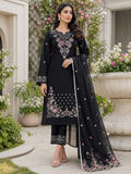 Dhanak embroidered 3-piece unstitched suit Design 25 worn by model