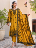 Dhanak embroidered 3-piece unstitched suit Design 01 worn by model