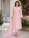 Dhanak embroidered 3-piece unstitched suit Design 10 worn by model