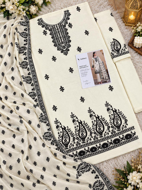 Dhanak embroidered 3-piece unstitched suit Design 02, product photo