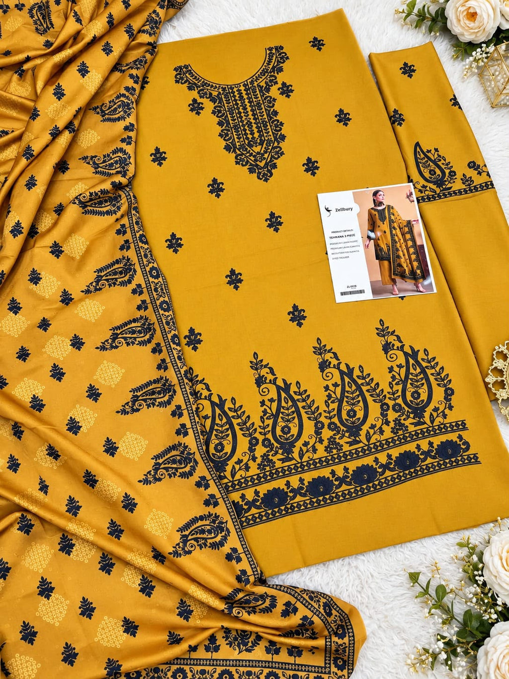 Dhanak embroidered 3-piece unstitched suit Design 01, product photo