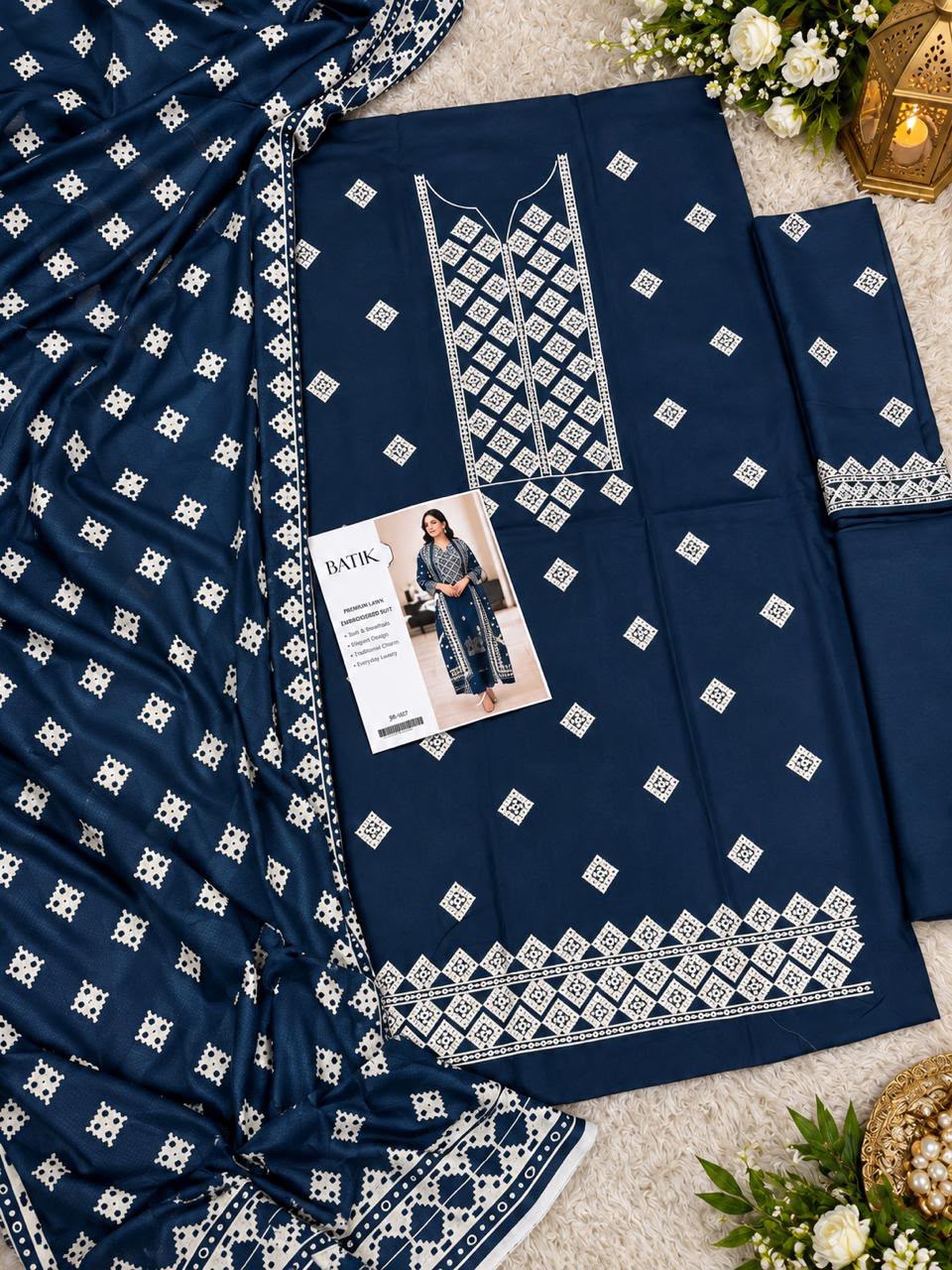 Dhanak embroidered 3-piece unstitched suit Design 03, product photo
