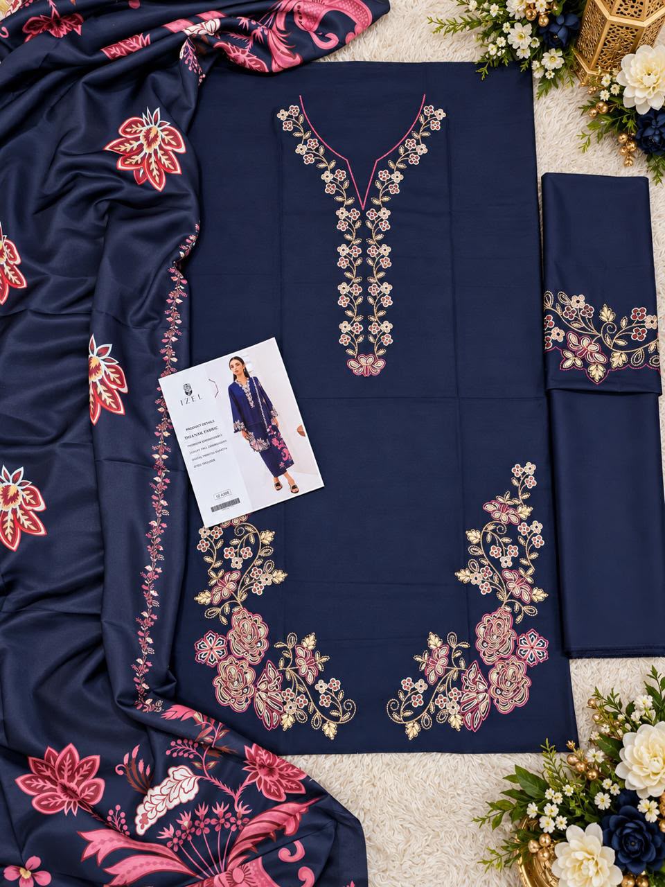 Dhanak embroidered 3-piece unstitched suit Design 04, product photo