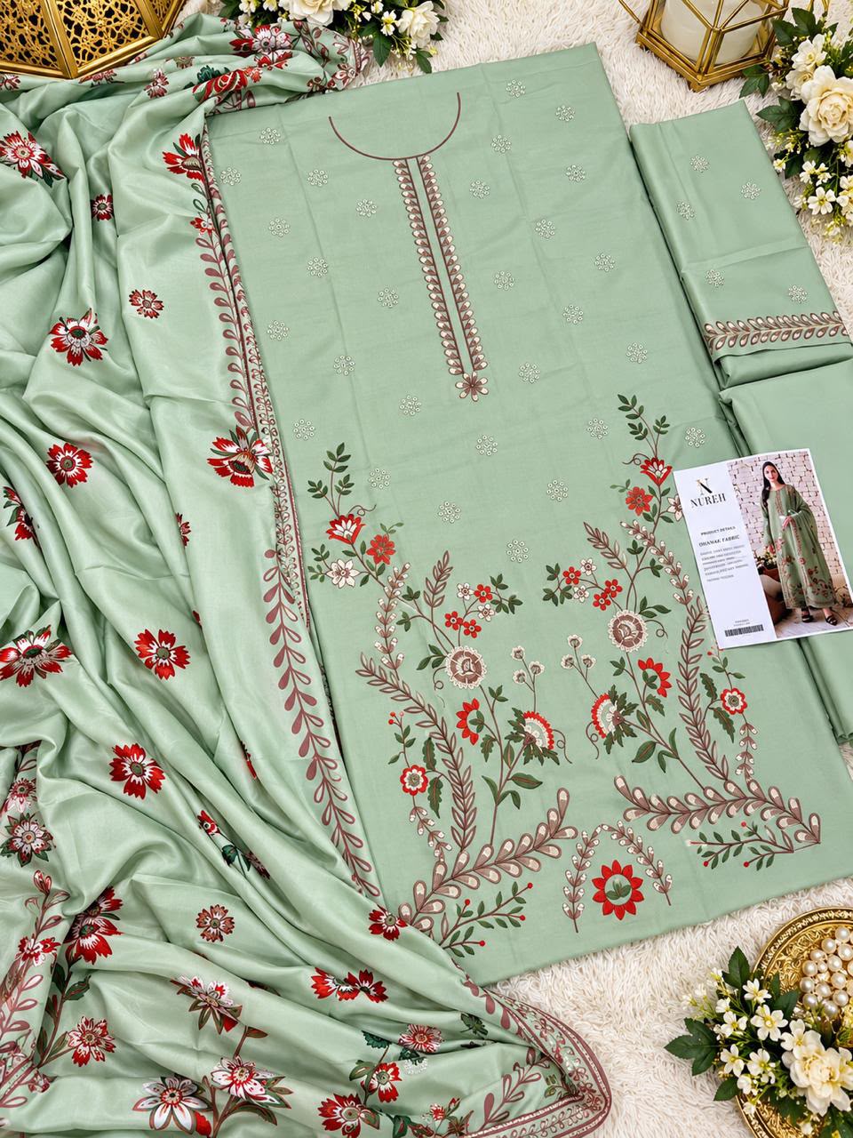Dhanak embroidered 3-piece unstitched suit Design 07, product photo