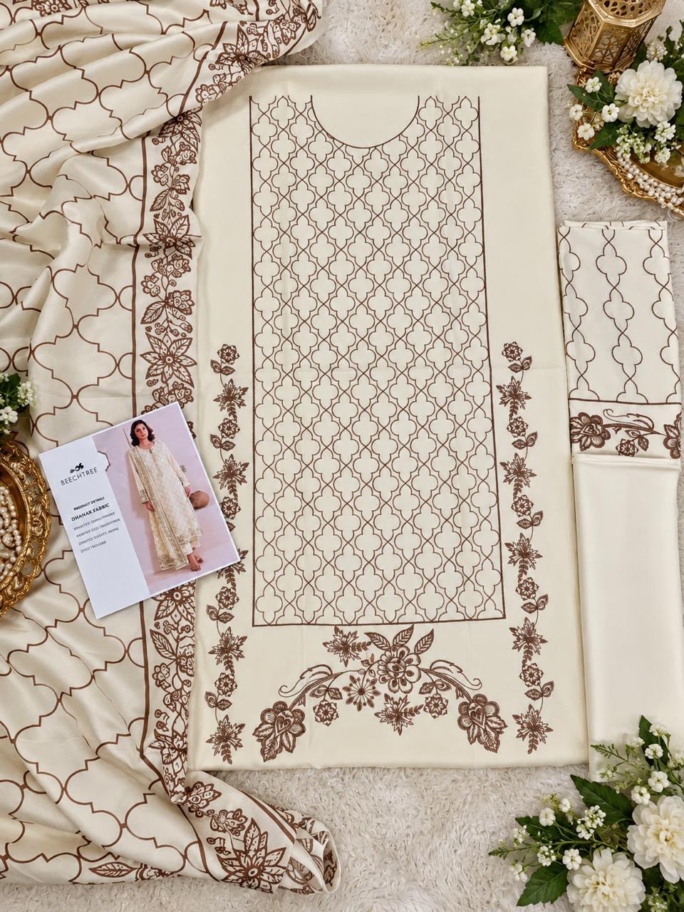 Dhanak embroidered 3-piece unstitched suit Design 08, product photo