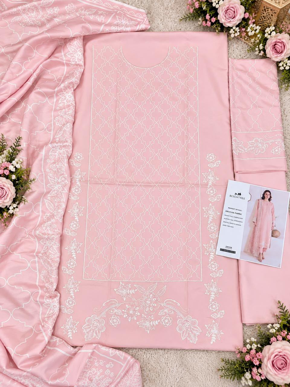 Dhanak embroidered 3-piece unstitched suit Design 10, product photo