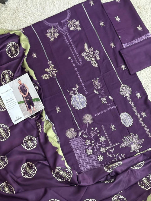 Dhanak embroidered 3-piece unstitched suit Design 12, product photo