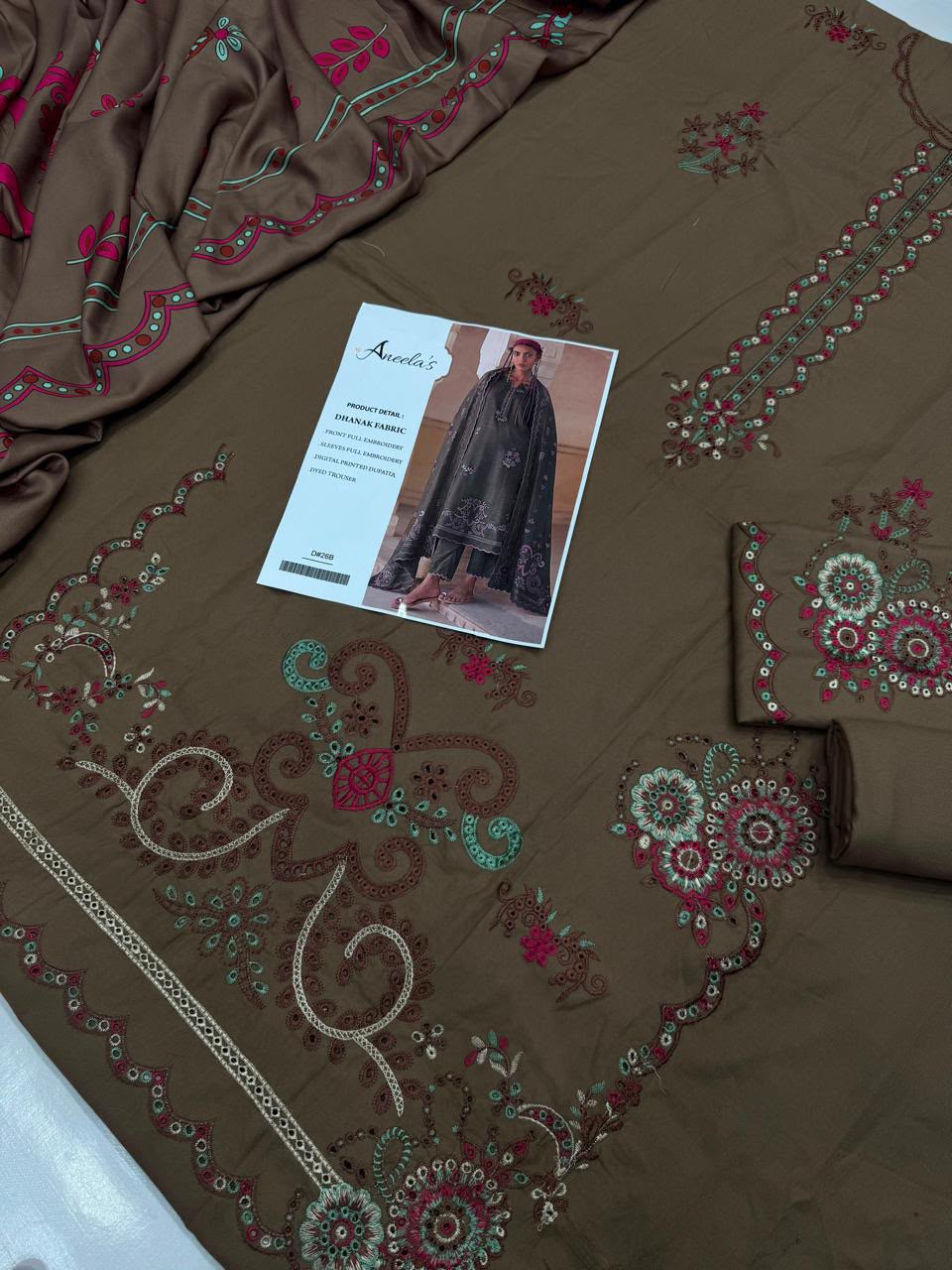 Dhanak embroidered 3-piece unstitched suit Design 22, product photo