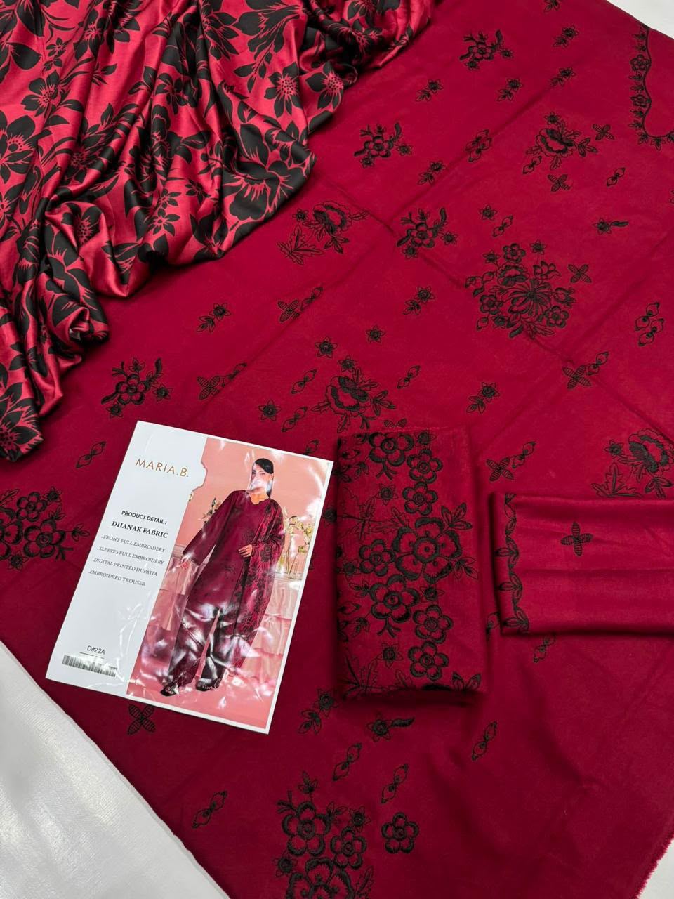Dhanak embroidered 3-piece unstitched suit Design 23, product photo