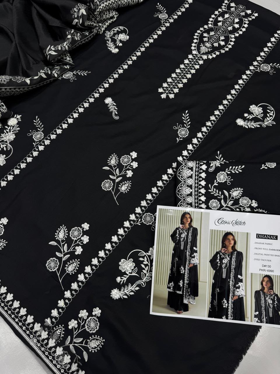 Dhanak embroidered 3-piece unstitched suit Design 24, product photo