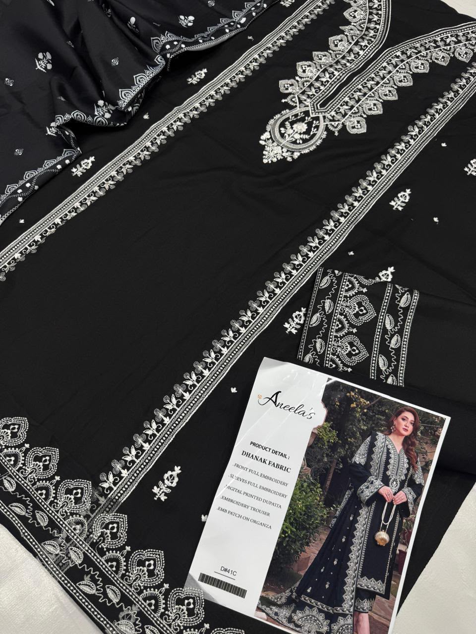 Dhanak embroidered 3-piece unstitched suit Design 21, product photo