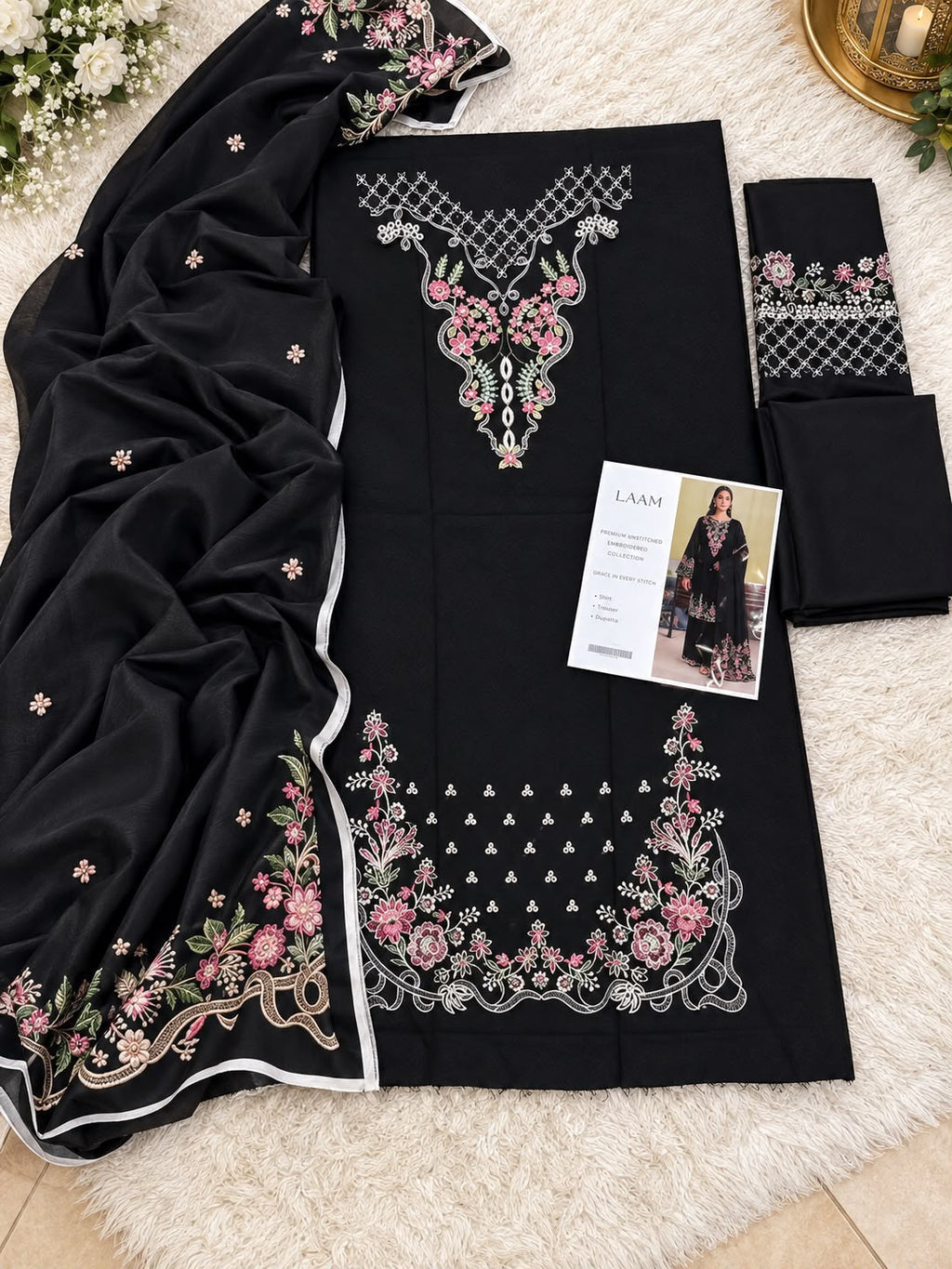 Dhanak embroidered 3-piece unstitched suit Design 25, product photo