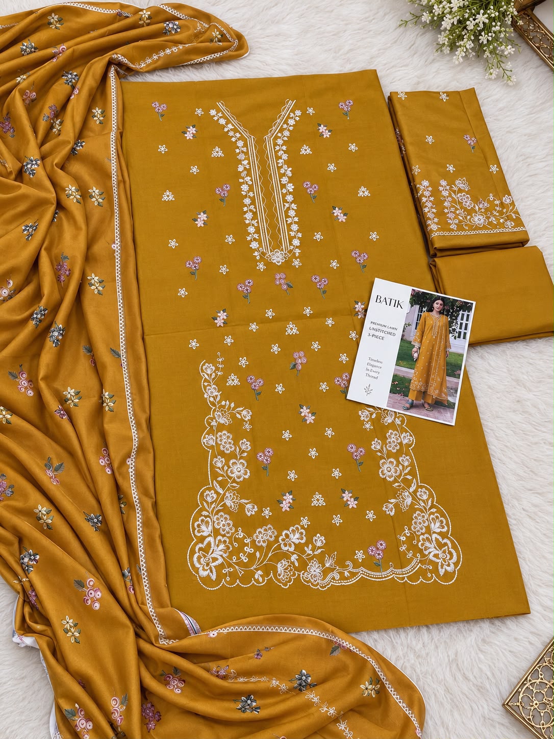 Dhanak embroidered 3-piece unstitched suit Design 27, product photo