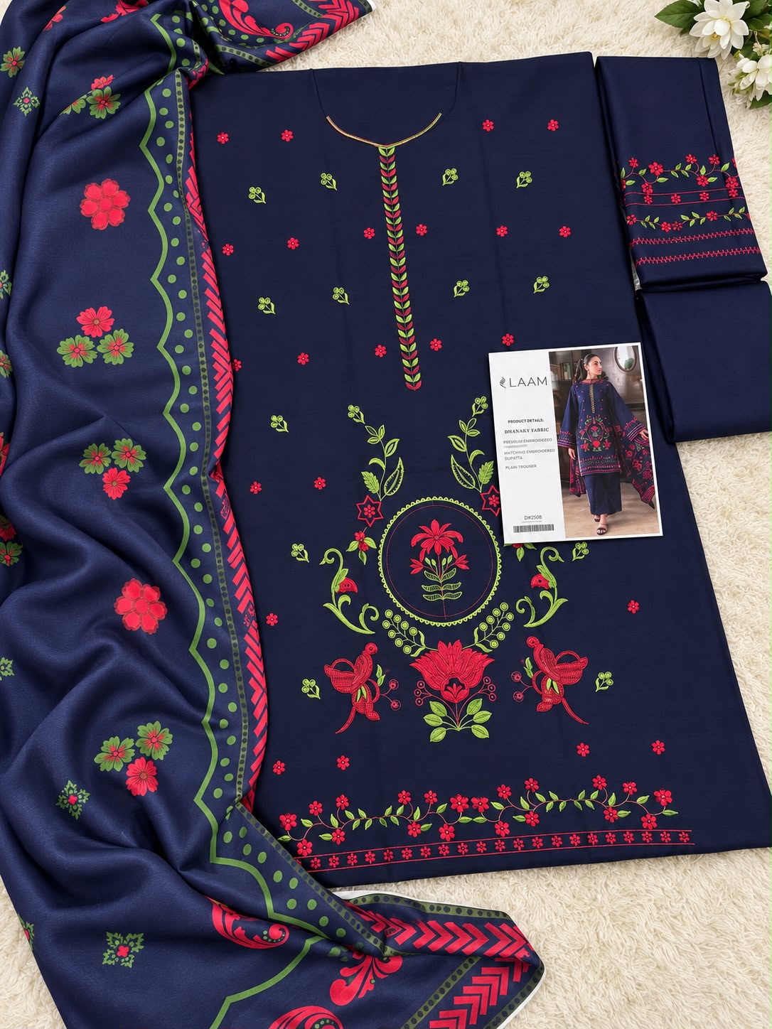 Dhanak embroidered 3-piece unstitched suit Design 26, product photo