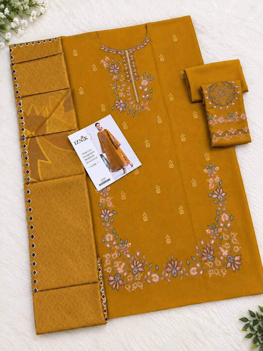 Dhanak embroidered 3-piece unstitched suit Design 28, product photo