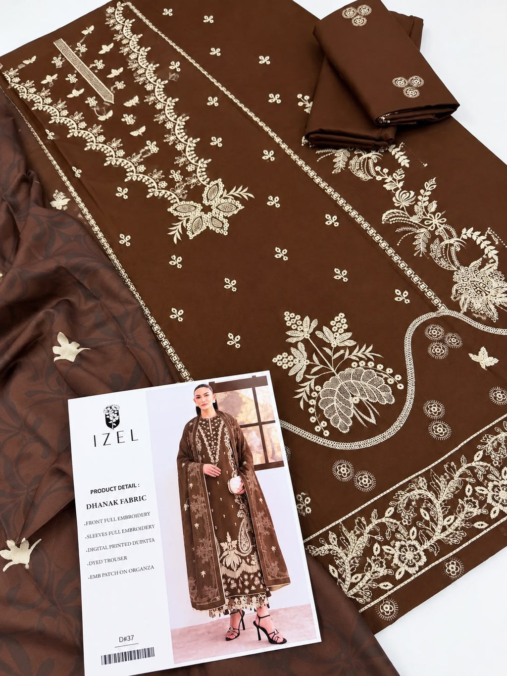 Dhanak embroidered 3-piece unstitched suit Design 30, product photo