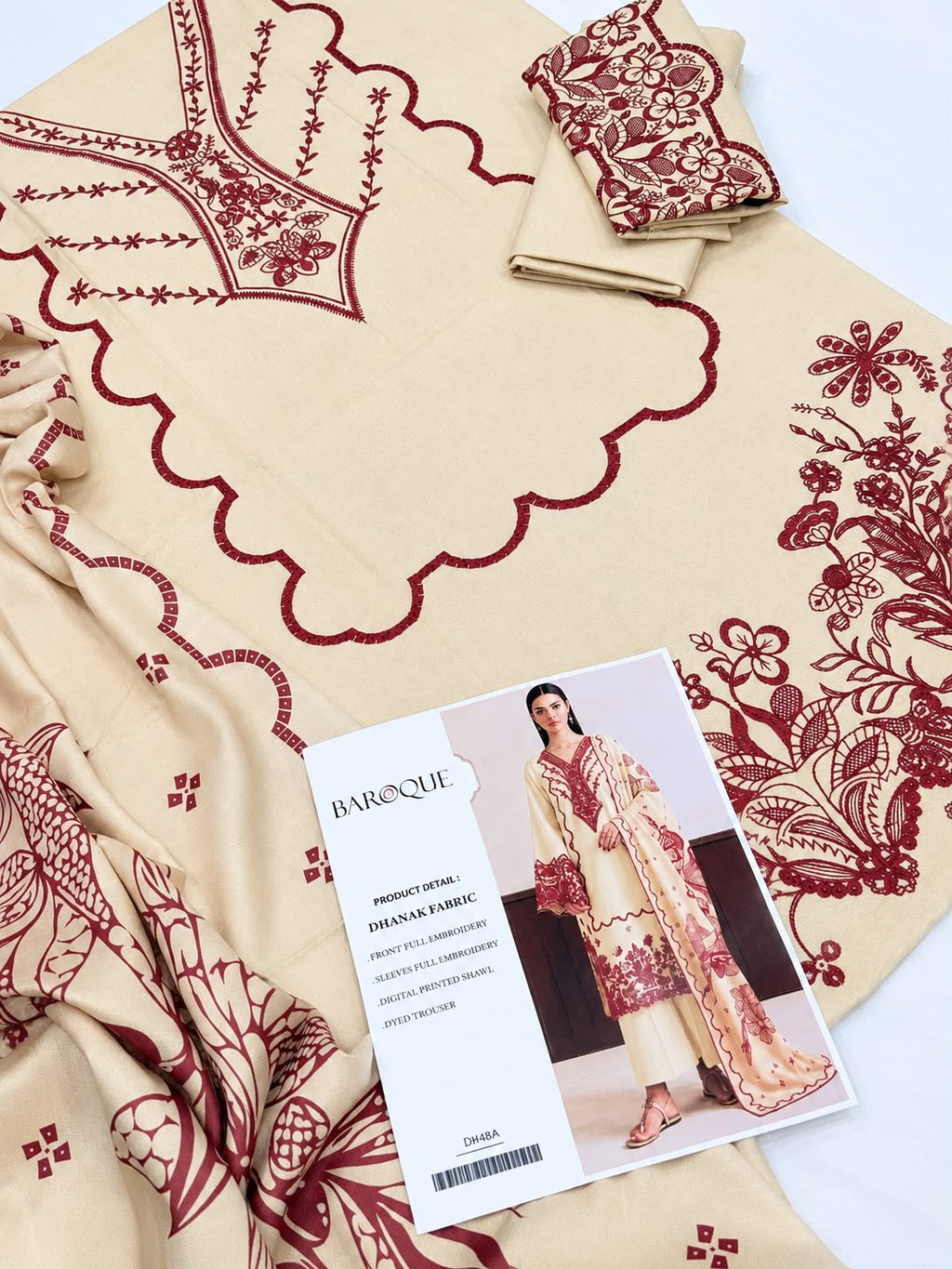 Dhanak embroidered 3-piece unstitched suit Design 33, product photo