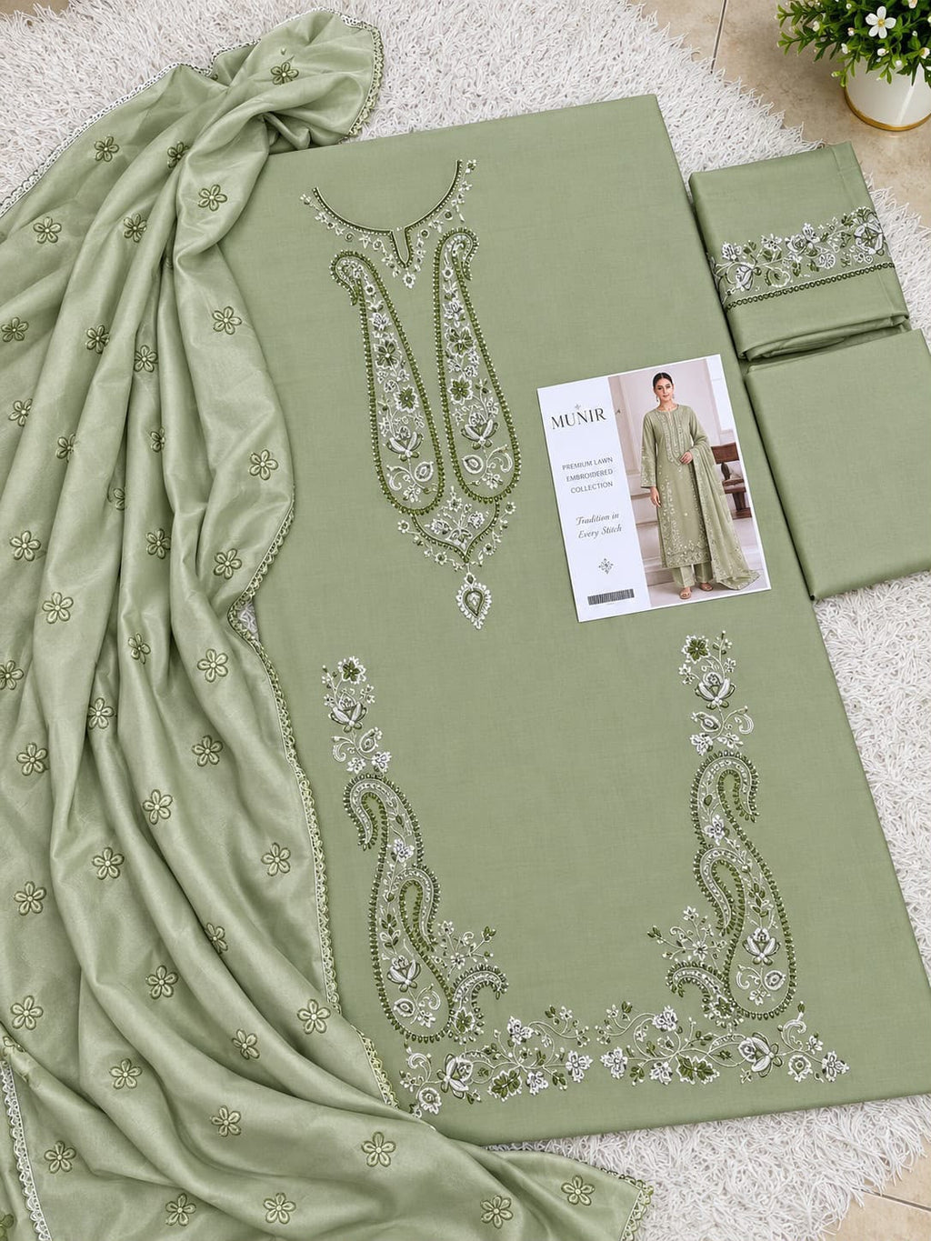 Dhanak embroidered 3-piece unstitched suit Design 38, product photo