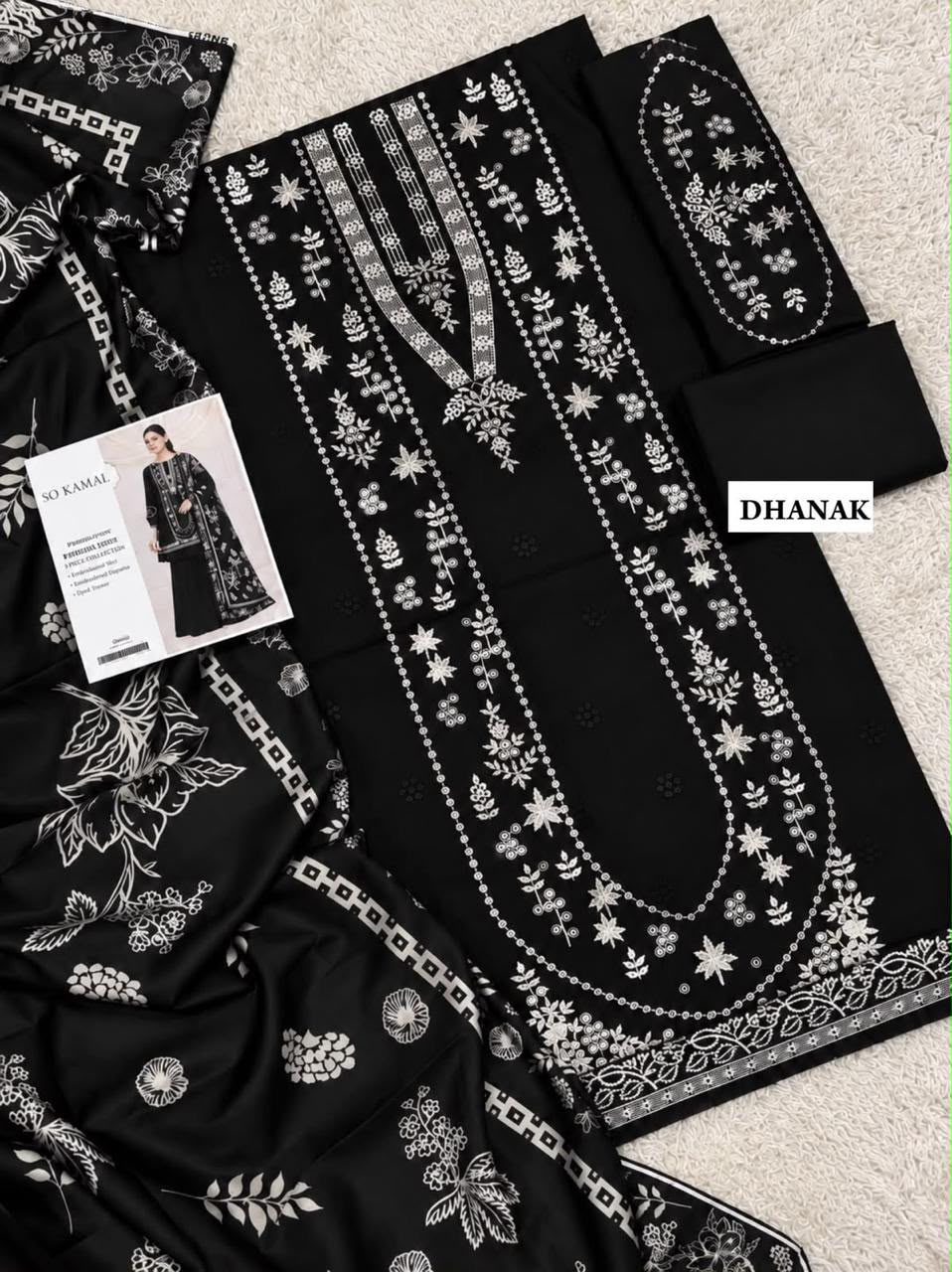Dhanak embroidered 3-piece unstitched suit Design 42, product photo