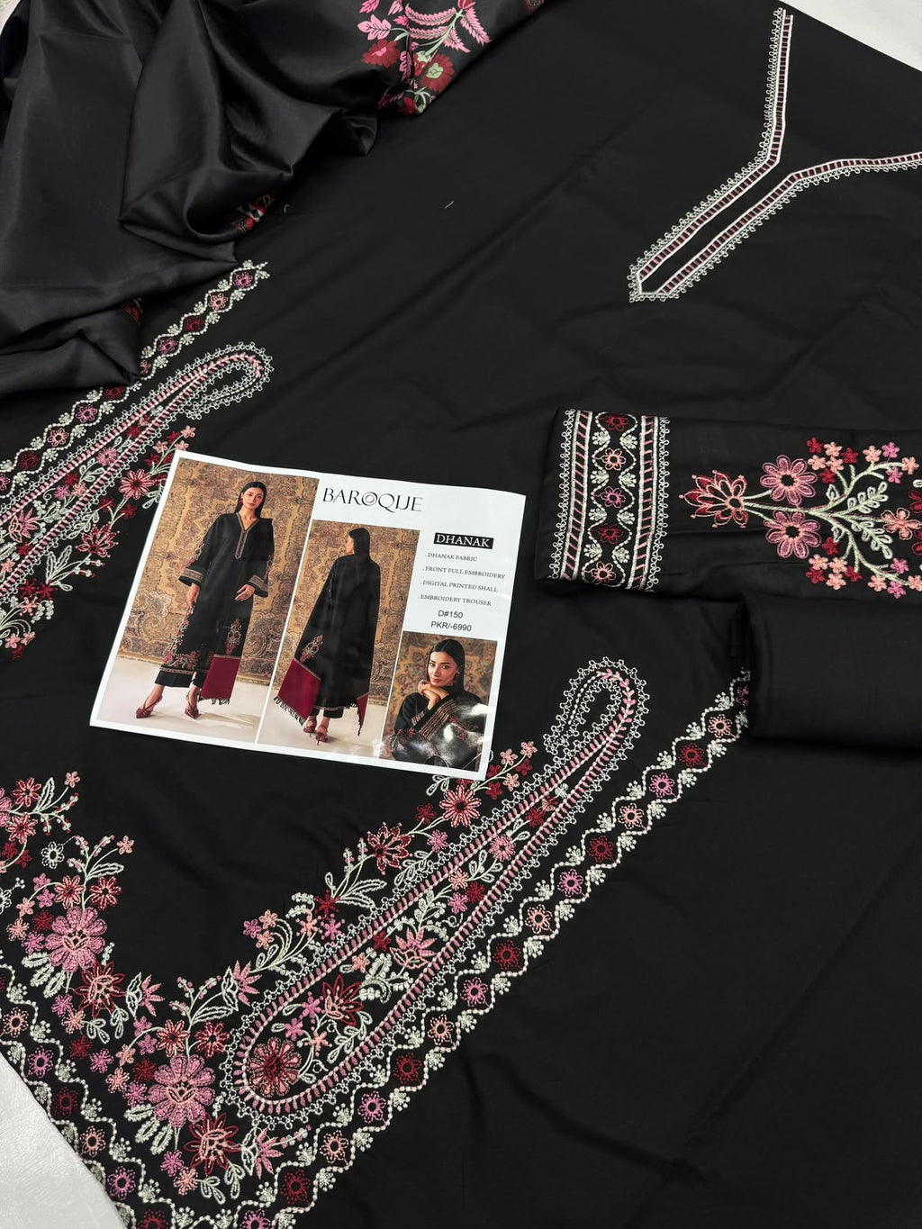 Dhanak embroidered 3-piece unstitched suit Design 46, product photo
