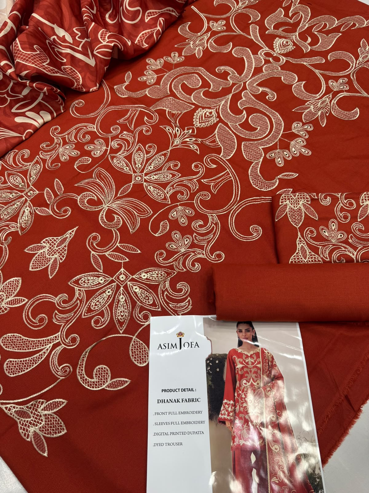 Dhanak embroidered 3-piece unstitched suit Design 47, product photo