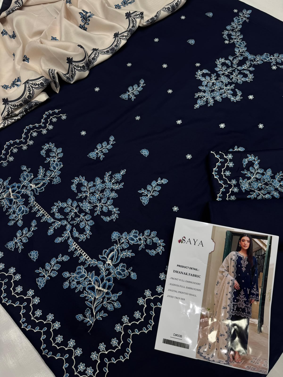 Dhanak embroidered 3-piece unstitched suit Design 48, product photo
