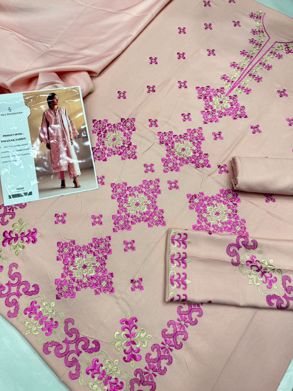 Dhanak embroidered 3-piece unstitched suit Design 50, product photo