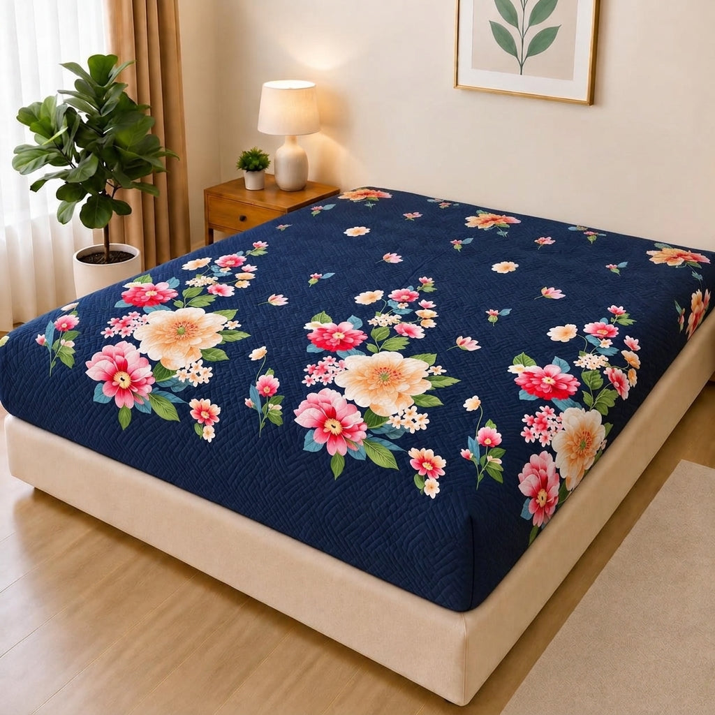Printed Quilted Mattress Cover (Design 02)