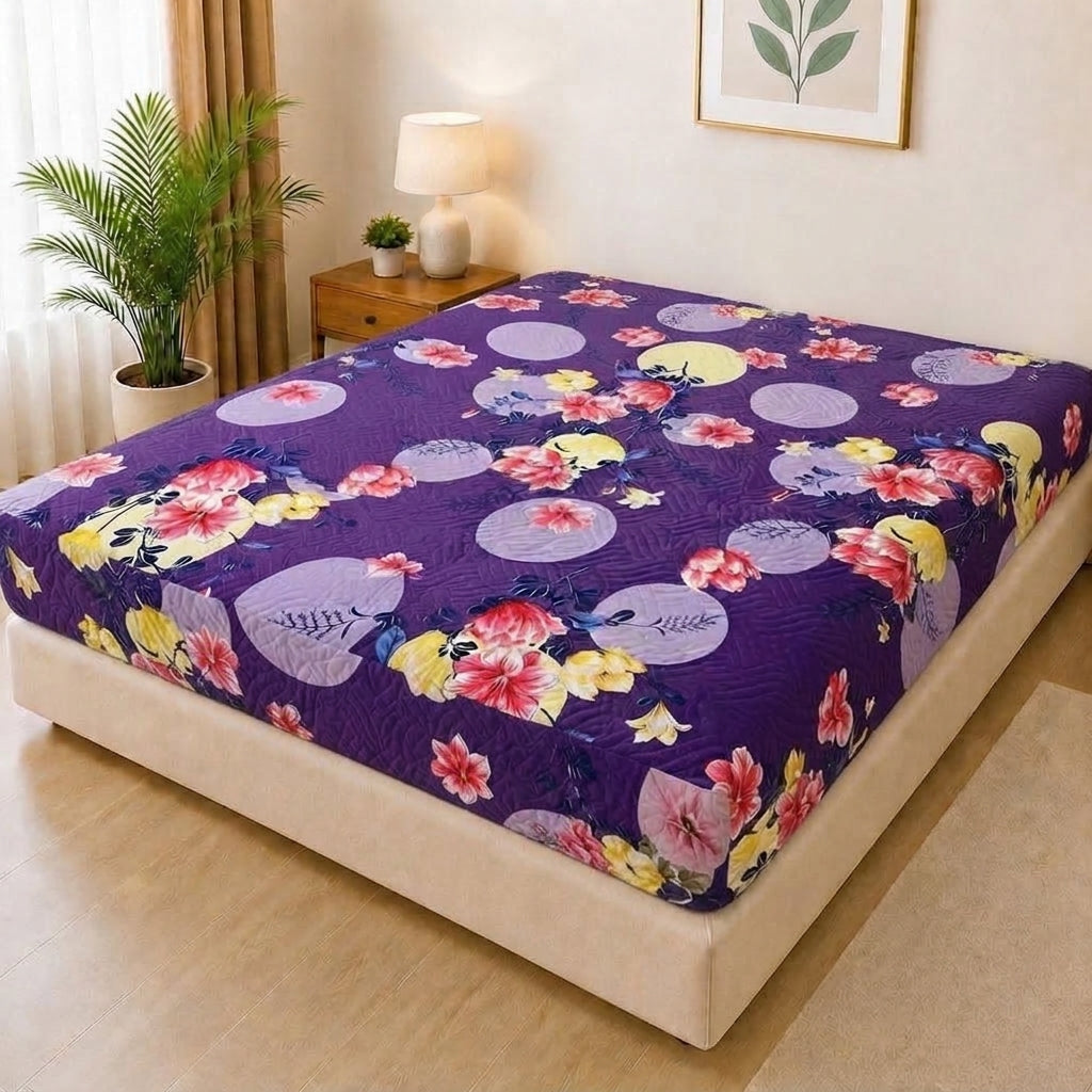 Printed Quilted Mattress Cover (Design 03)