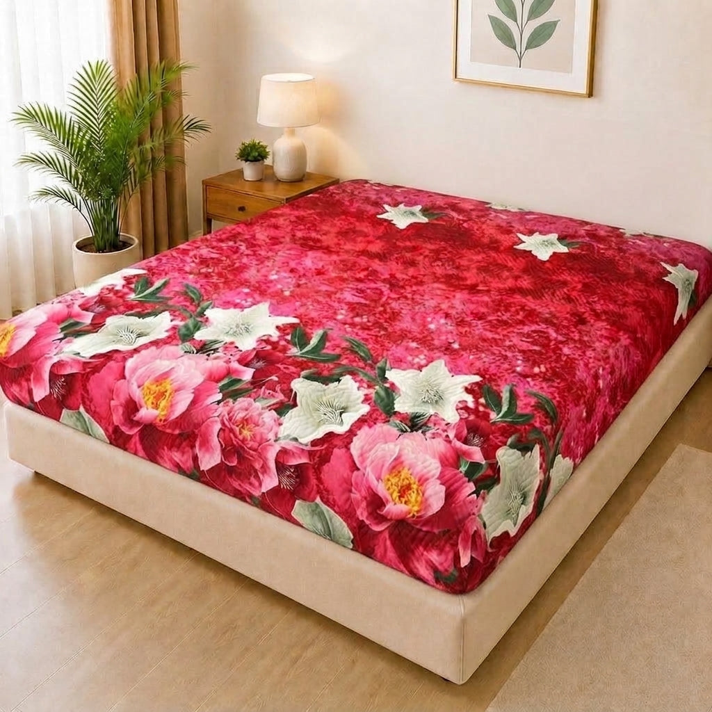 Printed Quilted Mattress Cover (Design 04)
