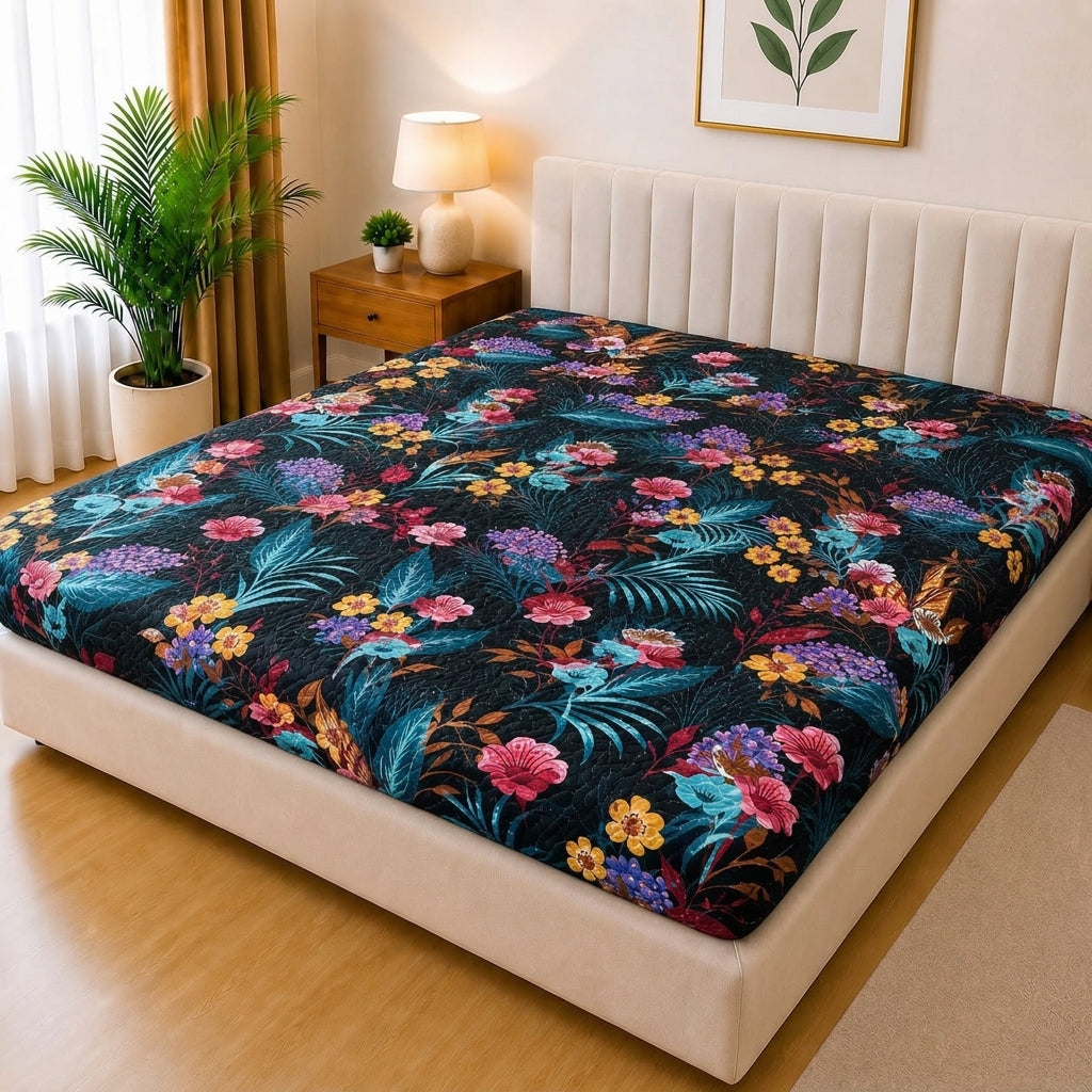 Printed Quilted Mattress Cover (Design 06)