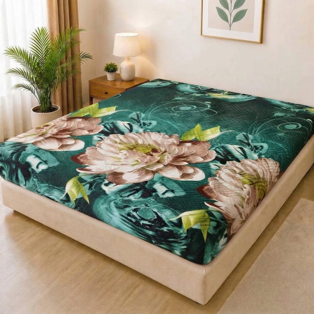 Printed Quilted Mattress Cover (Design 08)