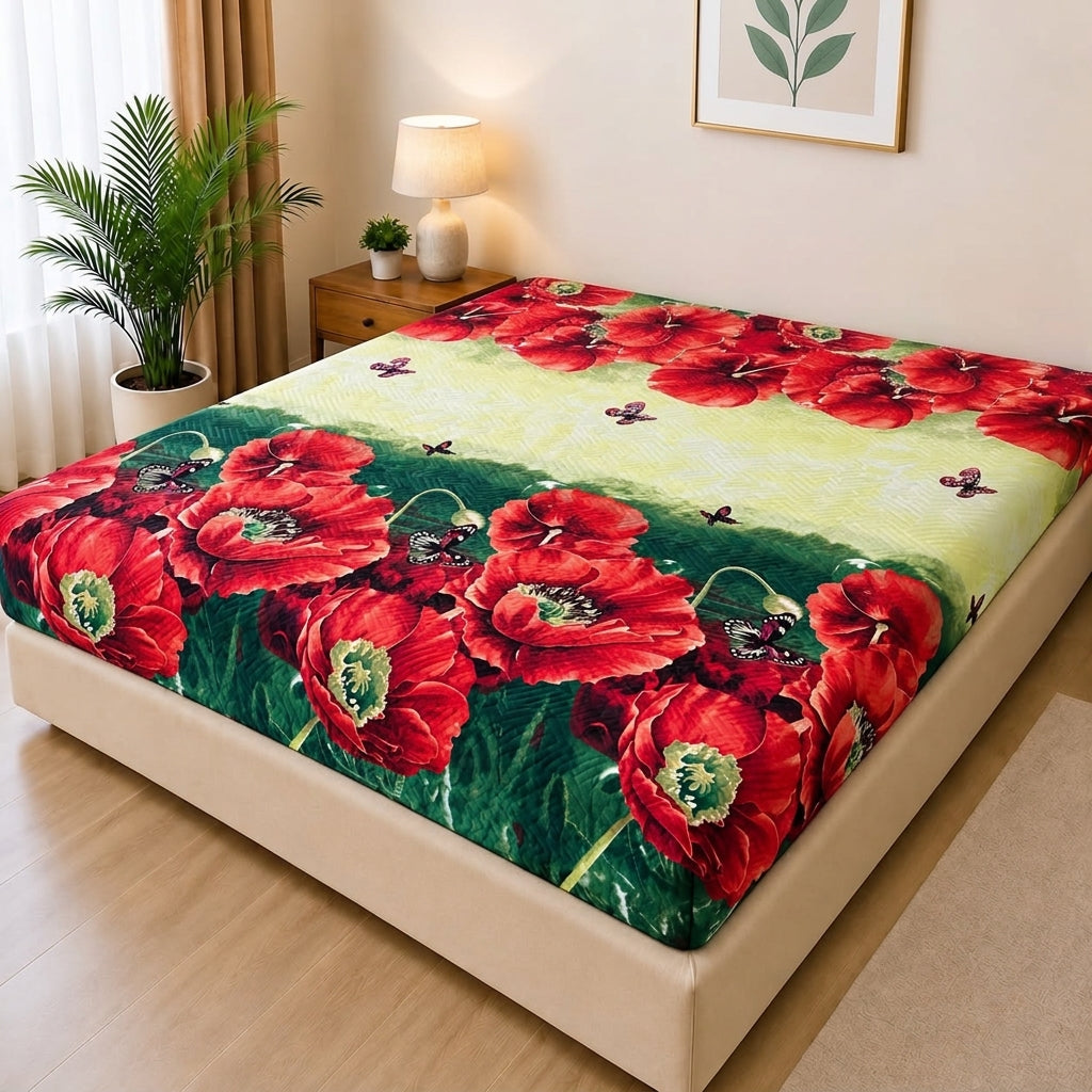 Printed Quilted Mattress Cover (Design 09)