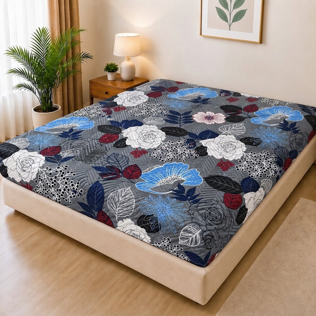 Printed Quilted Mattress Cover (Design 14)