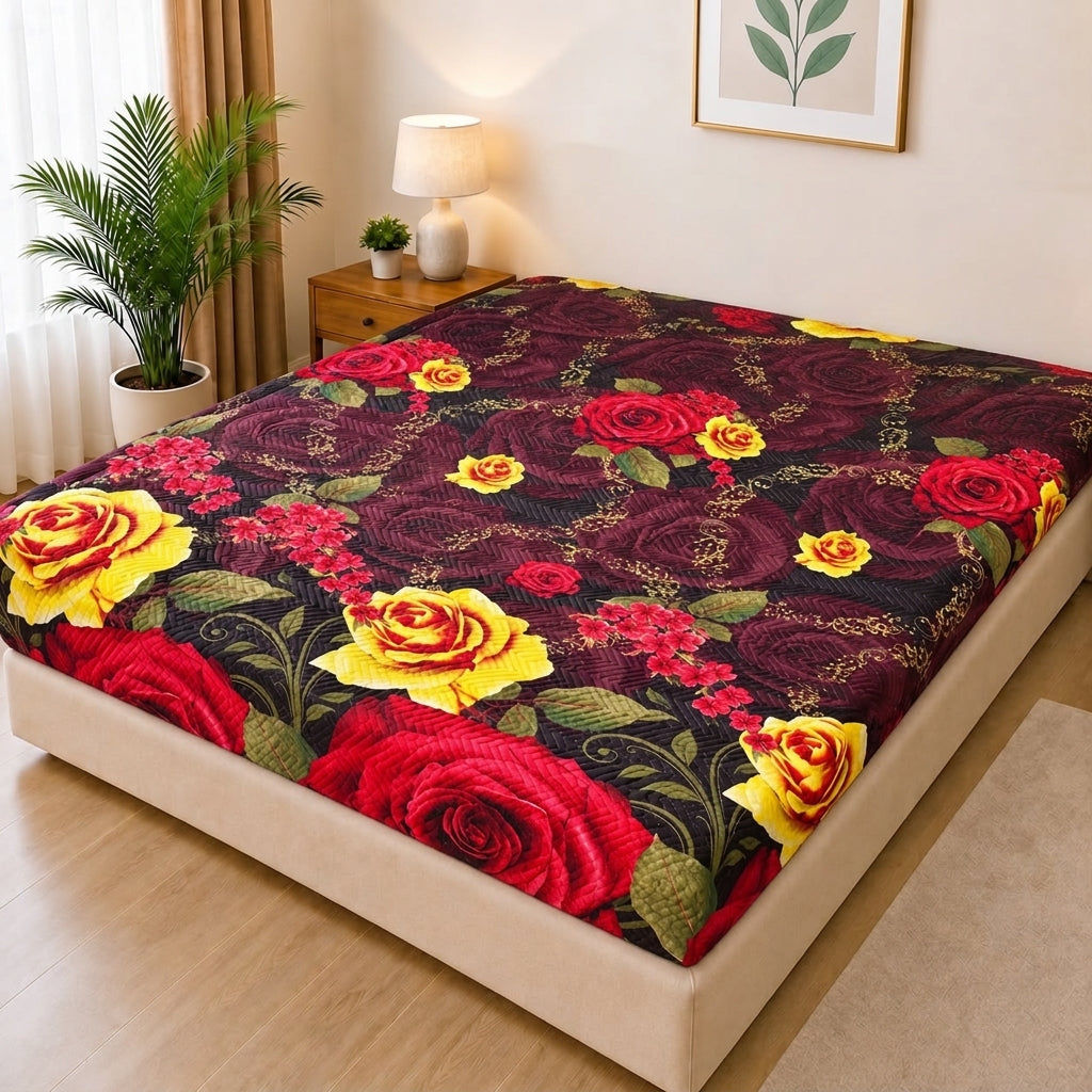 Printed Quilted Mattress Cover (Design 16)