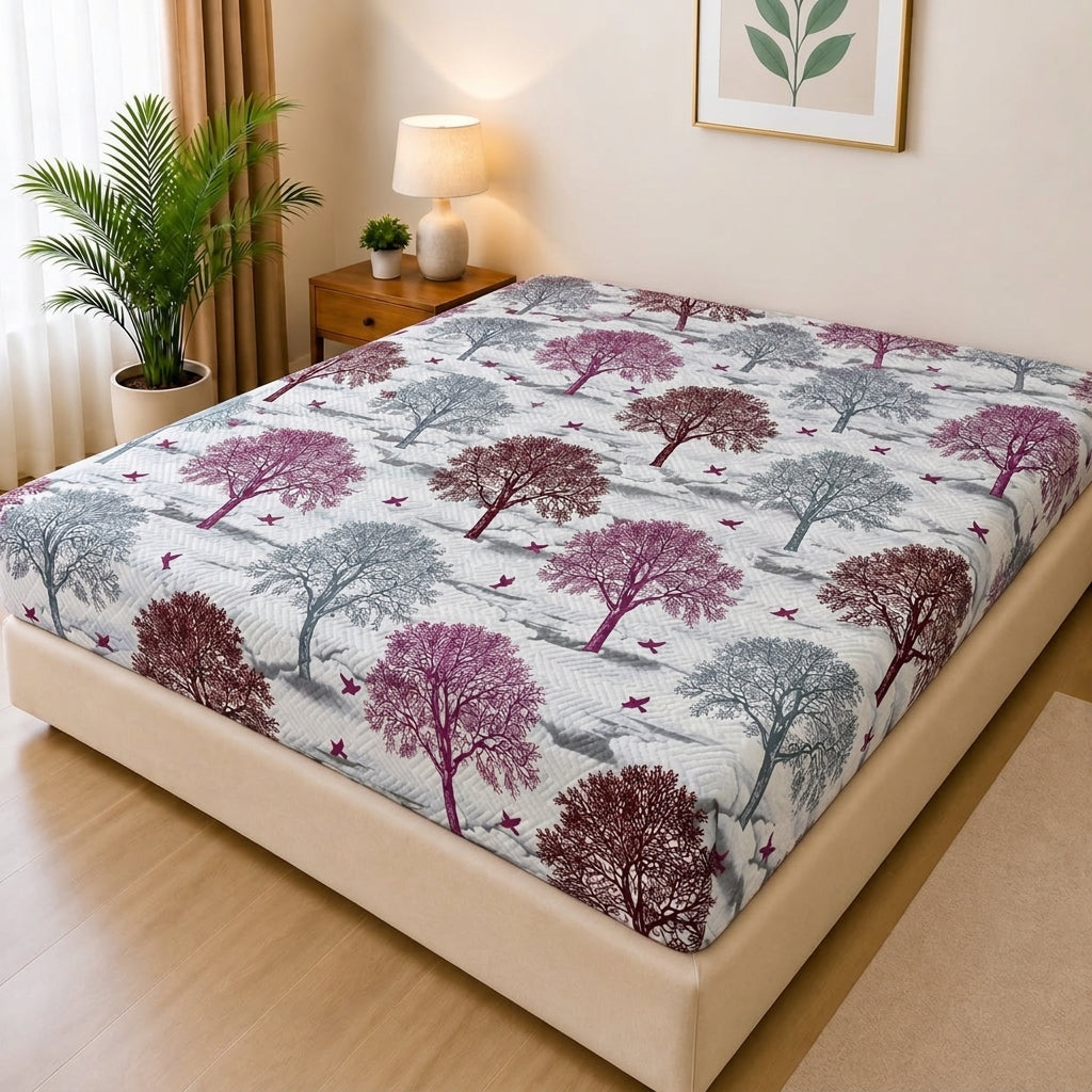 Printed Quilted Mattress Cover (Design 17)