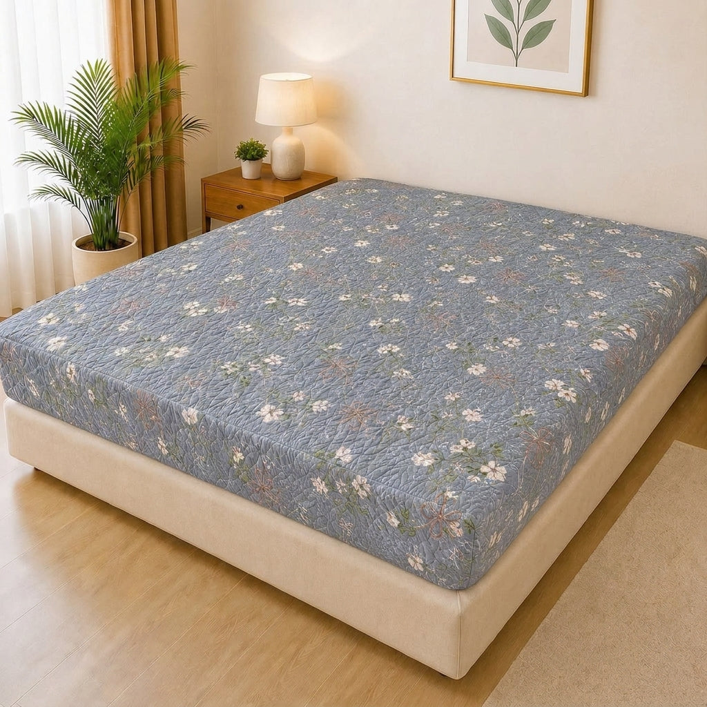 Printed Quilted Mattress Cover (Design 18)
