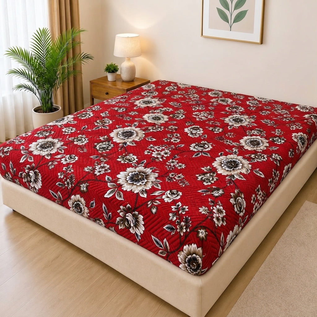 Printed Quilted Mattress Cover (Design 19)