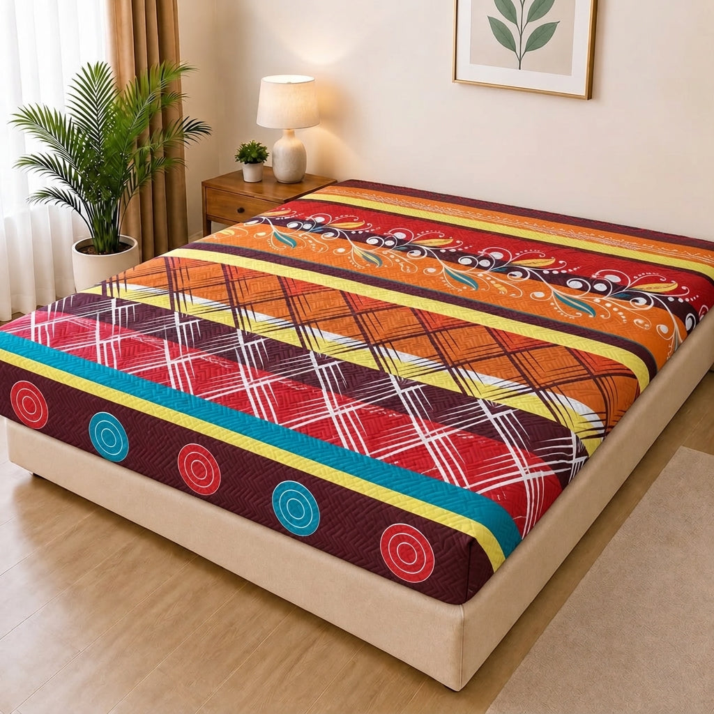 Printed Quilted Mattress Cover (Design 20)