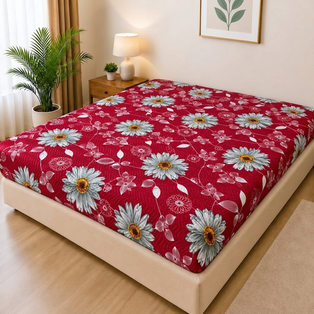 Printed Quilted Mattress Cover (Design 23)